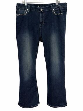 Ruby Moon Plus Size 20 Studded Pocket Bootcut Jeans Dark Wash